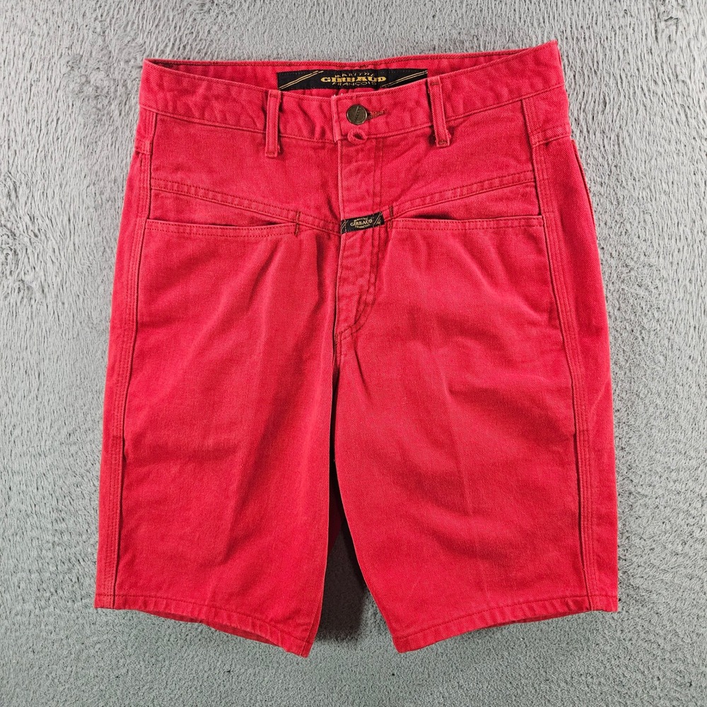 Marithe Francois Girbaud Vintage Red Denim Shorts Womens 7/8 High Rise USA VTG